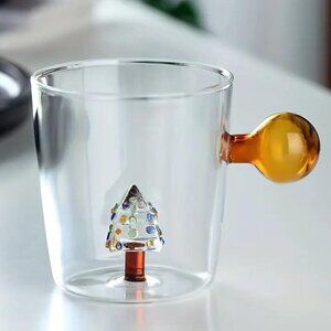 300ml Lot Of 2 3D Cup With Sphere Handle or Juice Milk Tea - Christmas Tree
